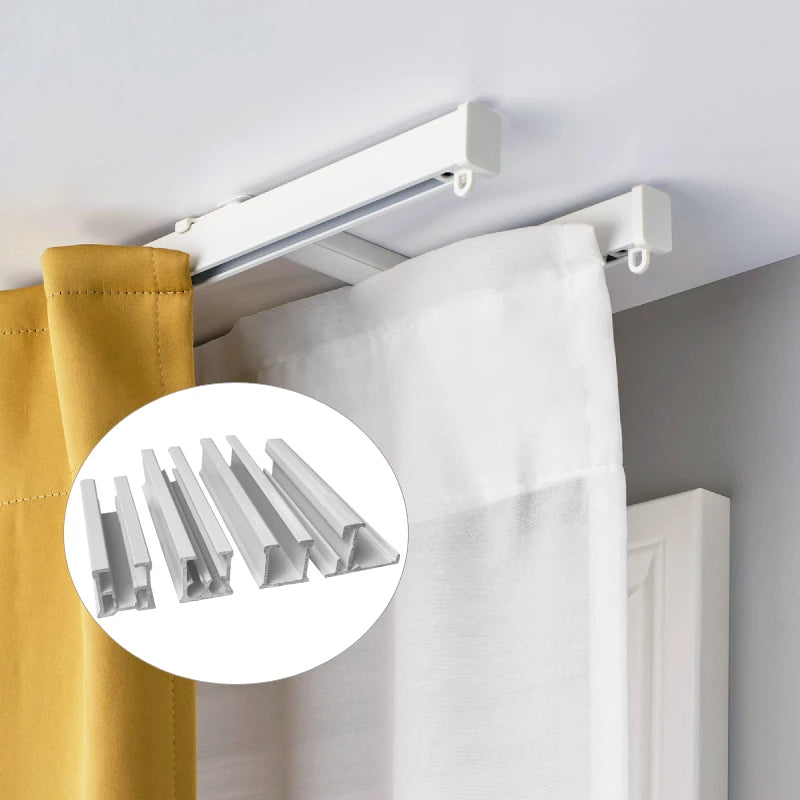 Single-rod Thickened Aluminum Alloy Curtain Rod Silent and Smooth Bracket Curtain Track Customized Aluminum Profiles
