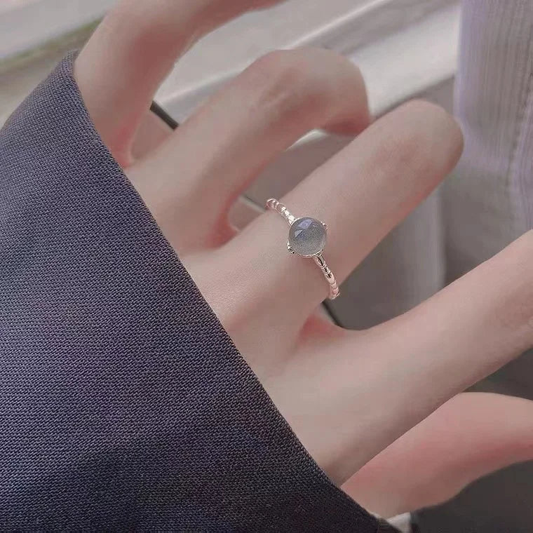 Adjustable Open Size 925 Sterling Silver Design Sense Jewelry Index Finger Ring Moonstone Rings