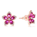 QX Wholesale Custom OEM Fine Jewelry Luxury 8A Zircon 925 Sterling Silver 18K Rose Gold Plated Flower Stud Earrings Women Girls