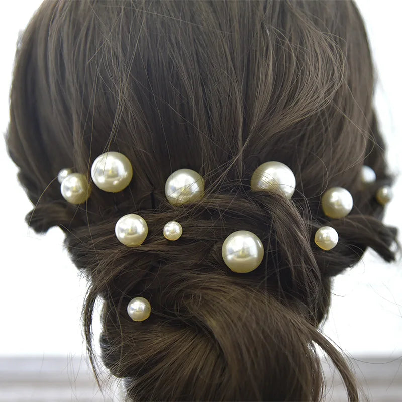18Pcs Women U-shaped Pin Metal Barrette Clip  Simulated Pearl Bridal Tiara Hair Accessories Wedding Hairstyle Design Tools