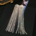 SC European and American Multilayer Tassel Earrings Silver Gold Plated Drop Earrings Full Crystal Earrings for Party