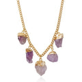 2024 New Unique Brass Gold Plated Chain Natural Purple Crystal Gemstone Necklaces Jewelry Gift Factory Customized