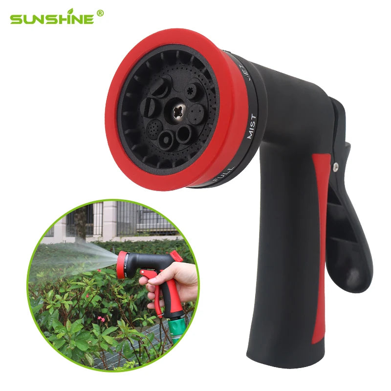 SUNSHINE High Pressure 8 Mode Water Gun New Car Washer Hose Sprinkler with Nozzles Metal Material for Garden Cleaning Watering