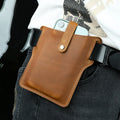 Men's Crazy Horse Genuine Leather Waist Bag Retro Outdoor Mobile Phone and Leather Belt Vintage Hanging Bag