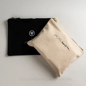 Custom Logo Printed Cotton Zipper Bag for Cosmetic Thick Canvas Zipper Pouch