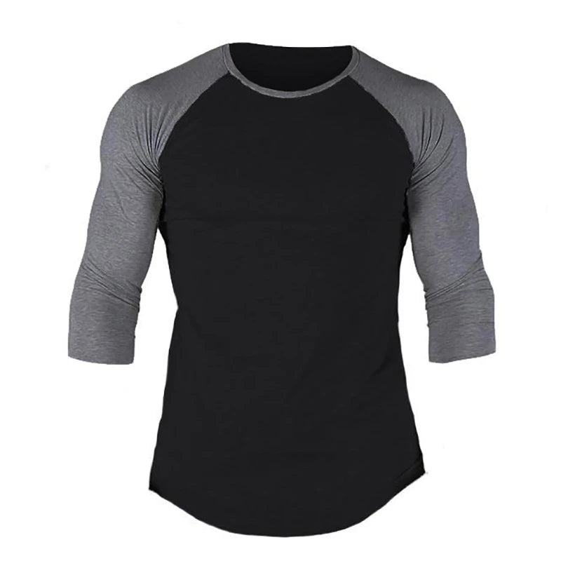 Custom Fitness Sport Wear Men Color Matching Short Sleeved Striped Color Contrast Casual Wear for Men Cotton Fitness Men Clothin