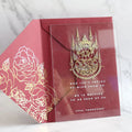 Royal Classy Invitation Transparent Acrylic Card Acrylic Wedding Invitation Buddhism Gold Foil Paper Glitter Liner Envelope