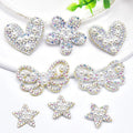 Heart Flowers Stars Pearl Crystal Applique Felt Rhinestone Patches for Clothing