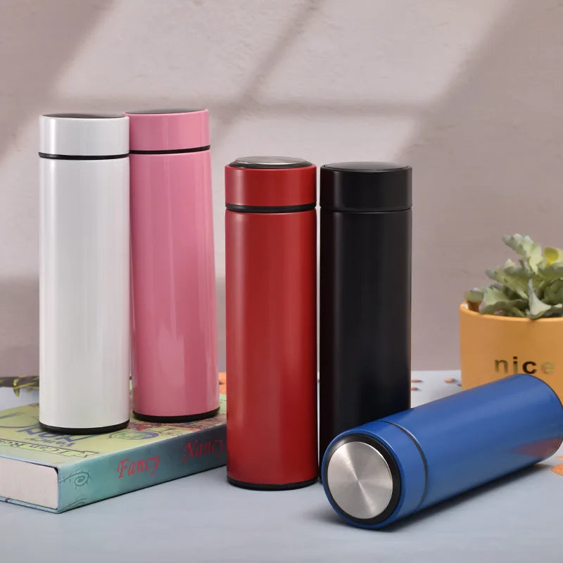 Wholesale Promotion Custom  Stainless Steel Thermal Thermos Vacuum Water Temperature Bottle 500ml With Led Temperature Measure