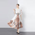 Wholesale Bohemian Chiffon Maxi Dress for Women Long Sleeve Large Flower for Summer Vacation Natural Waistline Woven Washable