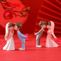 New Arrives Weddings Anniversary Couple Figurines in Love Gift Box Miniatures Craft Sweet Loving Ornament Car Interior Decor DIY