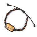 Wood Bead Knitted Rope Bracelet Religious Virgin Mary Holy Father Jesus Ascension Easter Bracelets Catholic Icon Wristband