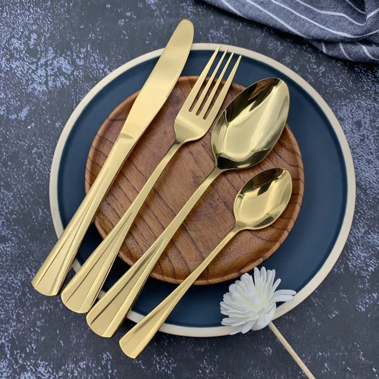 Hot Sale Party Wedding Spoon Gold Set Fork and Knife Gold Stainless Steel Set Gold Plated Flatware Cutlery