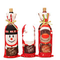 Hot Selling Party Decoration Supplies Cartoon Santa Ornaments Linen Red Wine Champagne Christmas Gnome Wine Bottle Cover