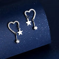 New CZ 925 Sterling Silver Earrings Jewelry Trendy Sweet Zircon Five Star Heart Shape Silver Earrings for Parties