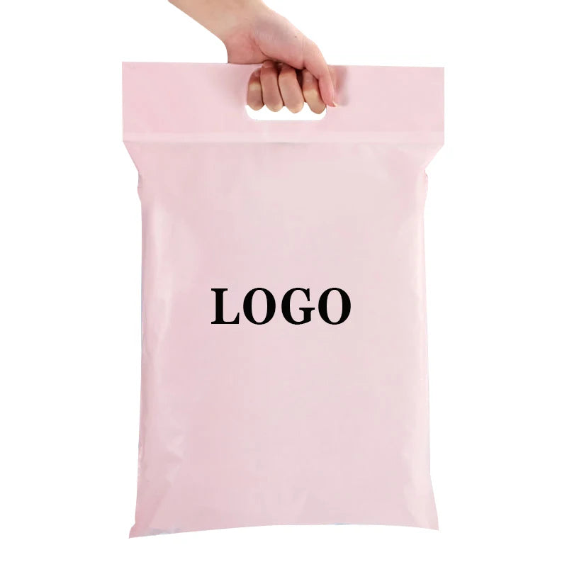 Custom Design Logo Pink Clothing Shipping Courier Packaging Express Bag Poly Mailing Bags With Handles