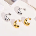 Trendy Best Friend Gift Dainty Elegant Cute Gold Chunky Puff Earrings Stainless Steel Minimalism Little Bean Stud Hoop Zircon