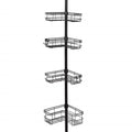 Zilver Zwart Modern 4-Tier Telescopic Corner Mounted Metal Shower Caddy Chrome Finish Durable Wall Mounted Adhesive for Bathroom