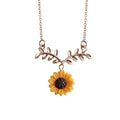 Bohemian Sunflower Leaf Pearl Necklace for Women Girls Lovely Pearl Resin Daisy Flower Boho Long Drop Handmade Pendant Necklace