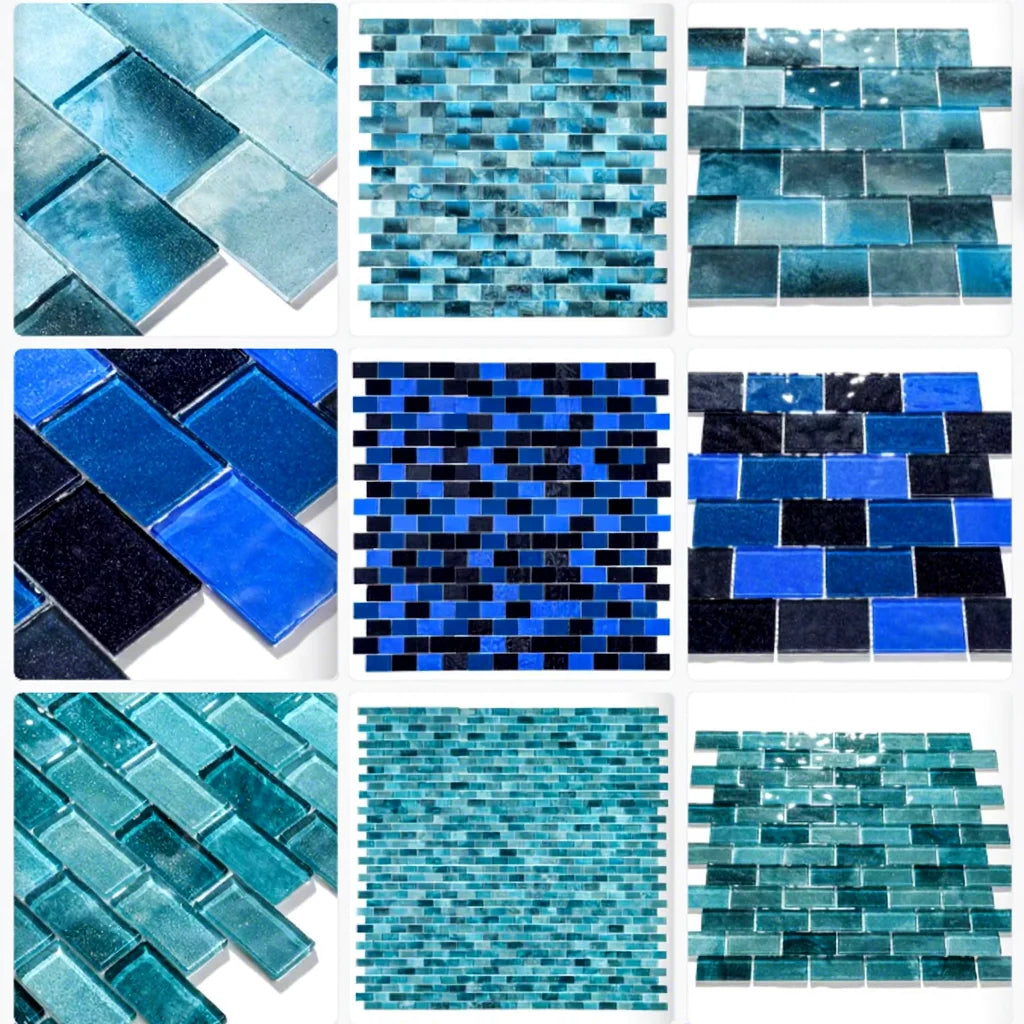 Modern 3D Ripple Gradient Strip Parquet Swimming Pool Mosaic Tile Custom Glass Interior Wall Application New Trendy Classic