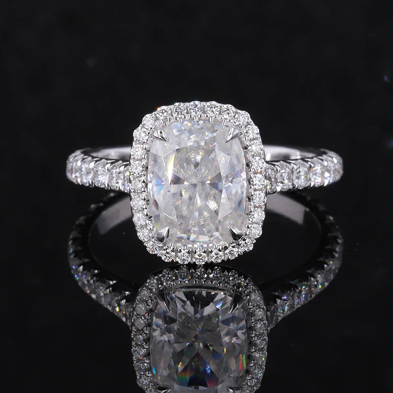 Starsgem Cushion DEF Moissanite Wedding Band White 14k Solid Gold Moissanite Woman Ring
