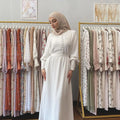 2023 Solid Color Soft Elegant Polyester Chiffon Dress for Muslim Women of Dubai Europe America Islamic Clothing Abaya 4 Season