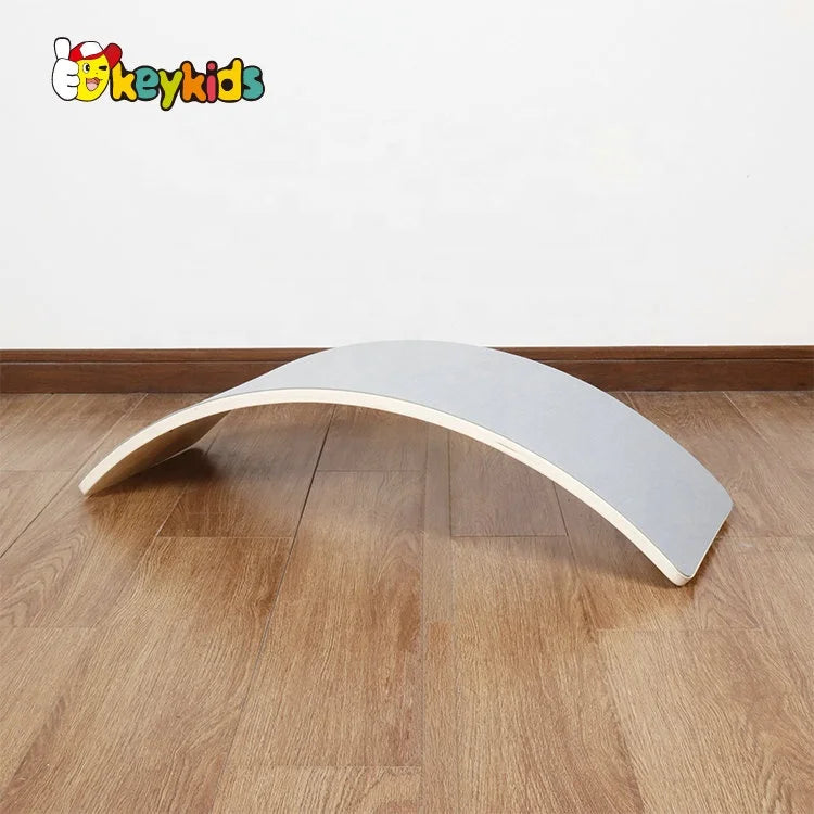 Customized Wobble Fitness Beam Kids Curvy Wooden Balance Board with Eco-Friendly Paint Colorful for Body Training W01F057