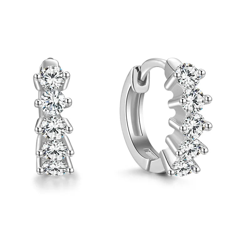 925 Sterling Silver Rhodium Plating Fashion Huggie Korean Style Earrings for Women