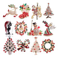European American Christmas Brooch Pin New Fashion Rhinestone Brooch Santa Claus Elk Garland Christmas Brooches