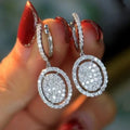 CAOSHI Fine Jewelry Silver Plated Micro Insert CZ Small White Diamond Earrings Women Classic Oval Shape Design Dangle Earrings
