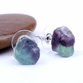 Natural Fluorite Earring Healing Irregular Stone Jewelry Fluorite Stud Earrings