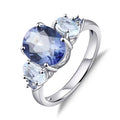 A4072 Abiding Natural Iolite Blue Mystic Quartz Gemstone Three Stone 925 Sterling Silver Luxury Wedding Rings Woman Jewelry