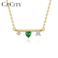 CZCITY Dainty Gold Fashion 2021Trendy Initial Crystal Jewelry Silver Gold Plated Dainty Chain Necklace
