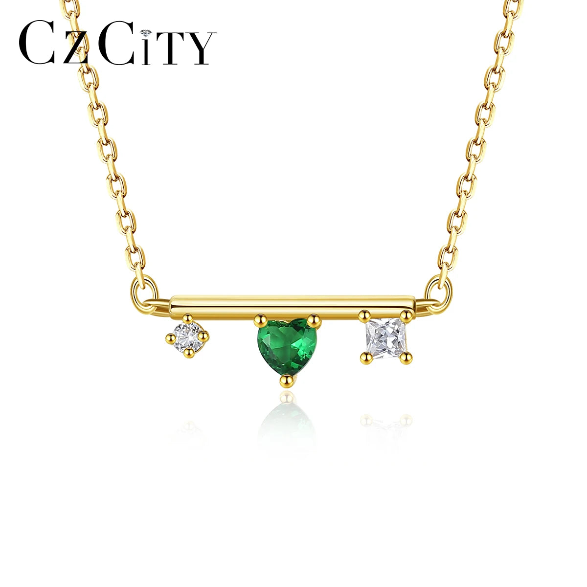 CZCITY Dainty Gold Fashion 2021Trendy Initial Crystal Jewelry Silver Gold Plated Dainty Chain Necklace