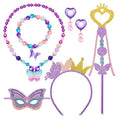6pcs Kids Butterfly Fairy Dress Set With Mask Wand Earrings Necklace Hair Band for Cosplay Promotional Party Supplies