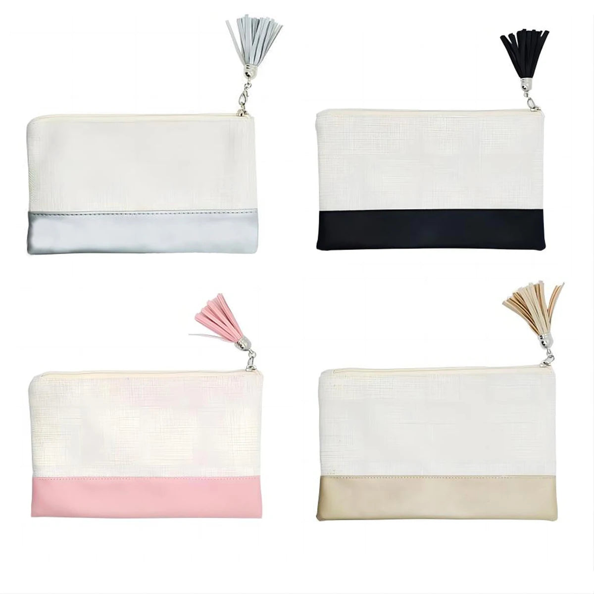 Qualisub New Design Personalized 5 Colors PU Leather Linen Sublimation Cosmetic Bag Cosmetic Bags Sublimation Makeup Bag Blanks