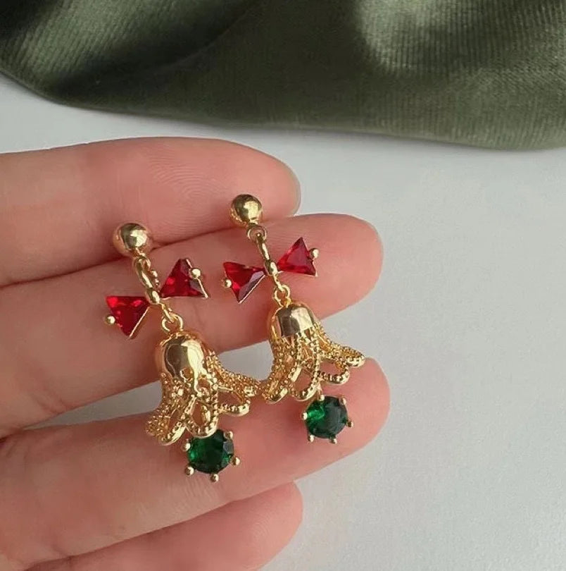 Fashion Jewelry Children's Trendy Huggie Earrings Christmas Gift Alloy Zircon Light Luxury