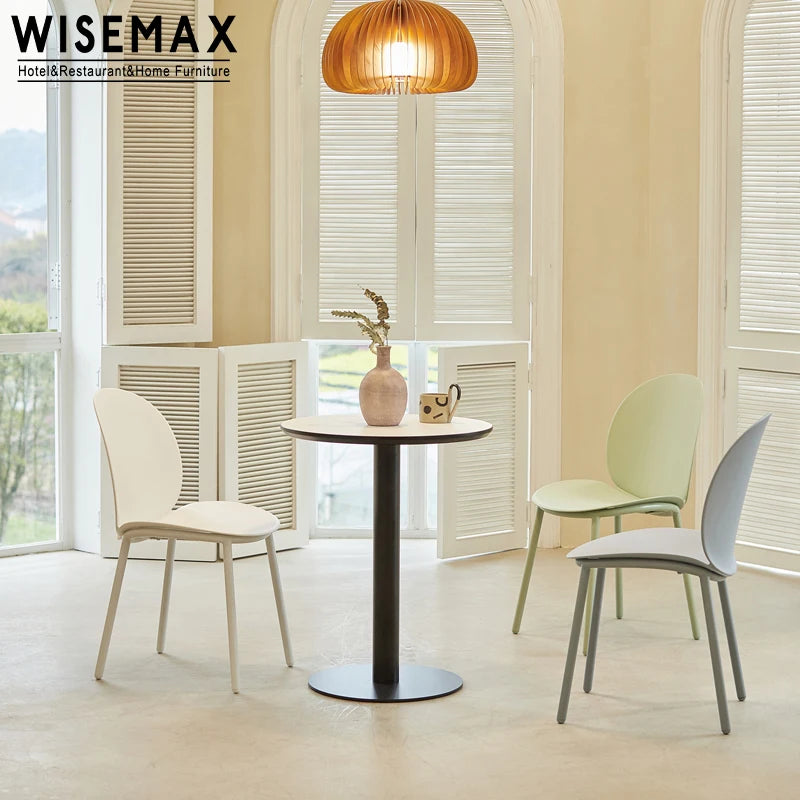 WISEMAX FURNITURE Modern Elegance Dining Room Chair Restaurant Kitchen Cafe Furniture Metal Frame Plastic Seat Dining Chair