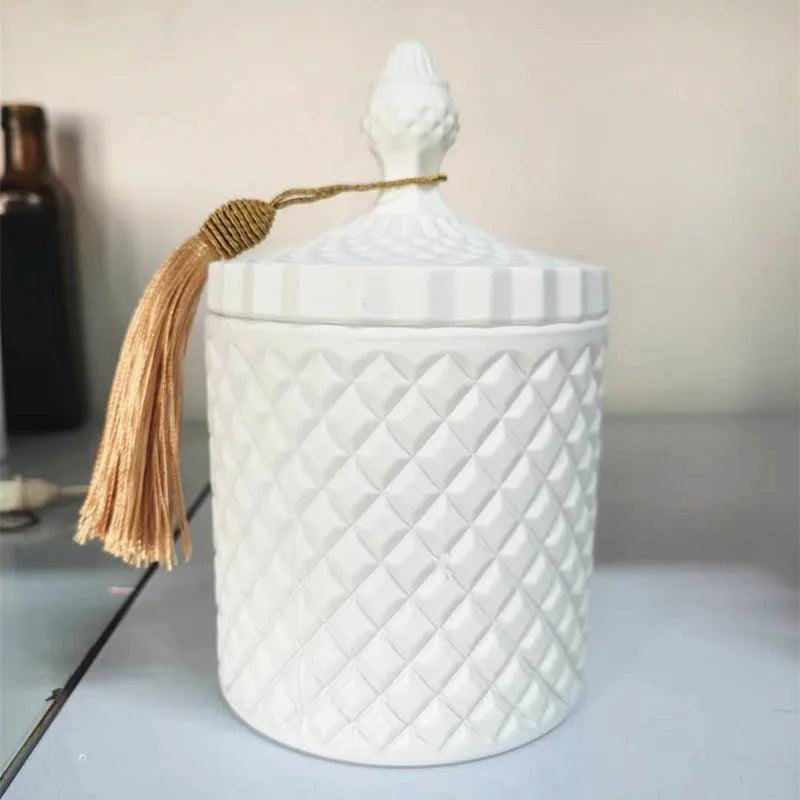Wholesale 10 oz Luxury Glass Candle Holder Gold Black White Silver Empty Candle Jars for Candle Making