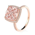 925 Sterling Silver Rose Gold Plated Clear Cubic Zirconia Classic Cushion Orthodox Engagement Ring Women Wedding Anniversary