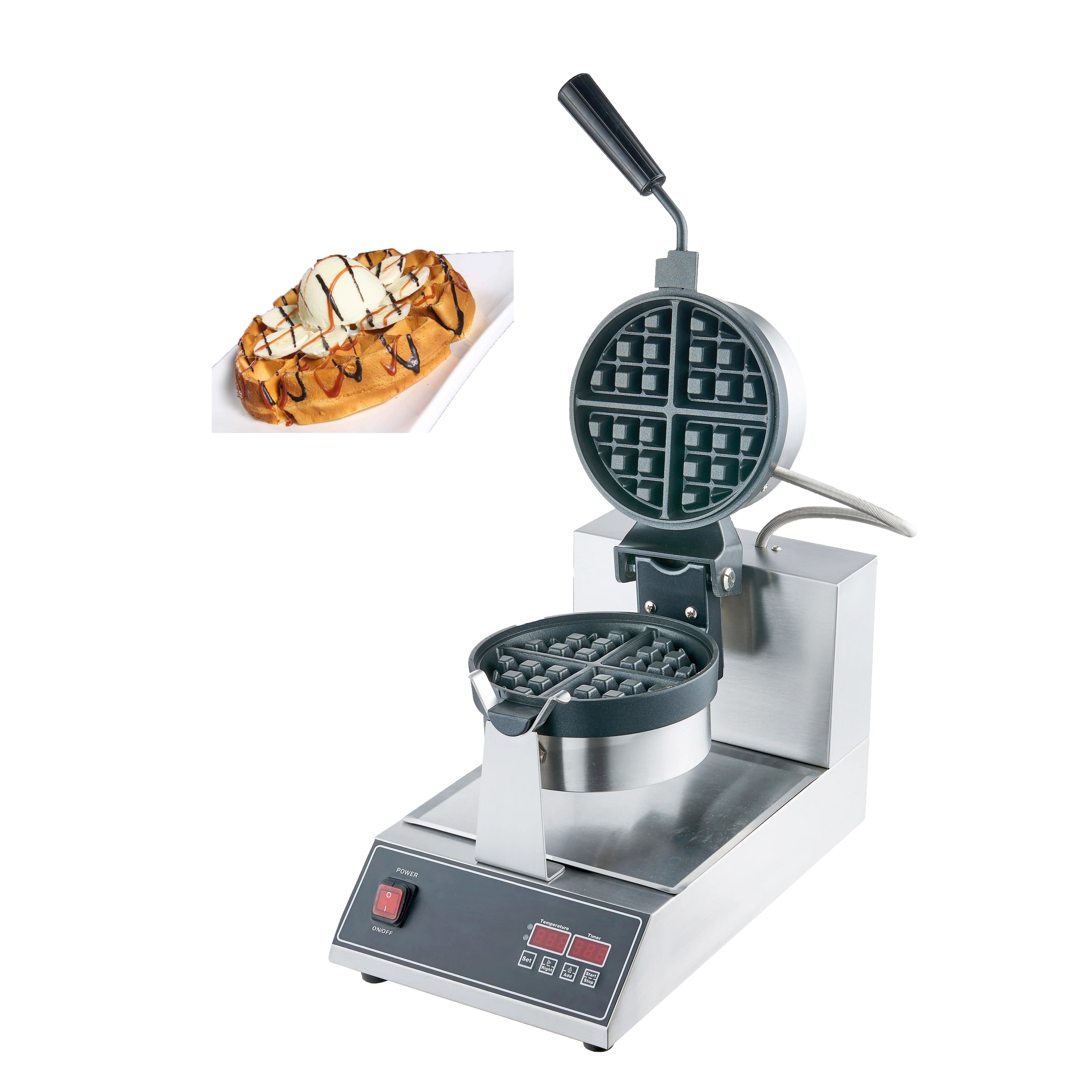 Commercial Round Waffle Machine Mini Rotary Wafleras Belgian Waffles Making Machine