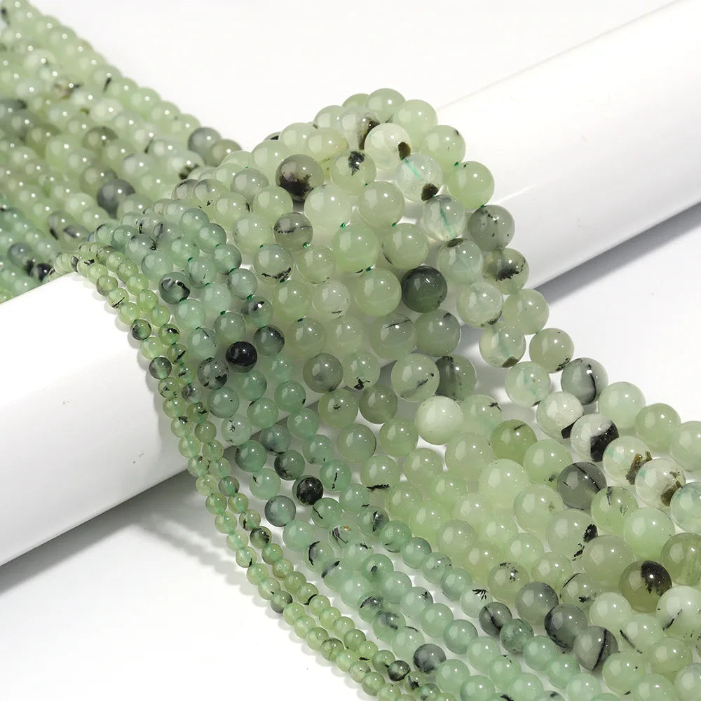 Natural Prehnite Optimized Loose Beads Different Size Choice 4/6/8/10mm Handmade Semi-finished for DIY Women Men Jewelry Making