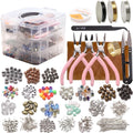 Jewelry Findings Box Set 3 Layers Crystal Glass Seed Beads Alloy Spacer Bead Acrylic Alphabet Beads for Jewelry Making Adults