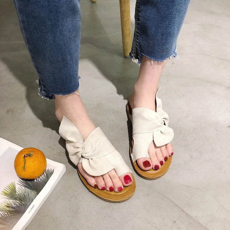 American and European Women's Beach for Slippers Comfortable and Soft with Bow-knot Flat Light Wholesale for Indoor Outdoor Use
