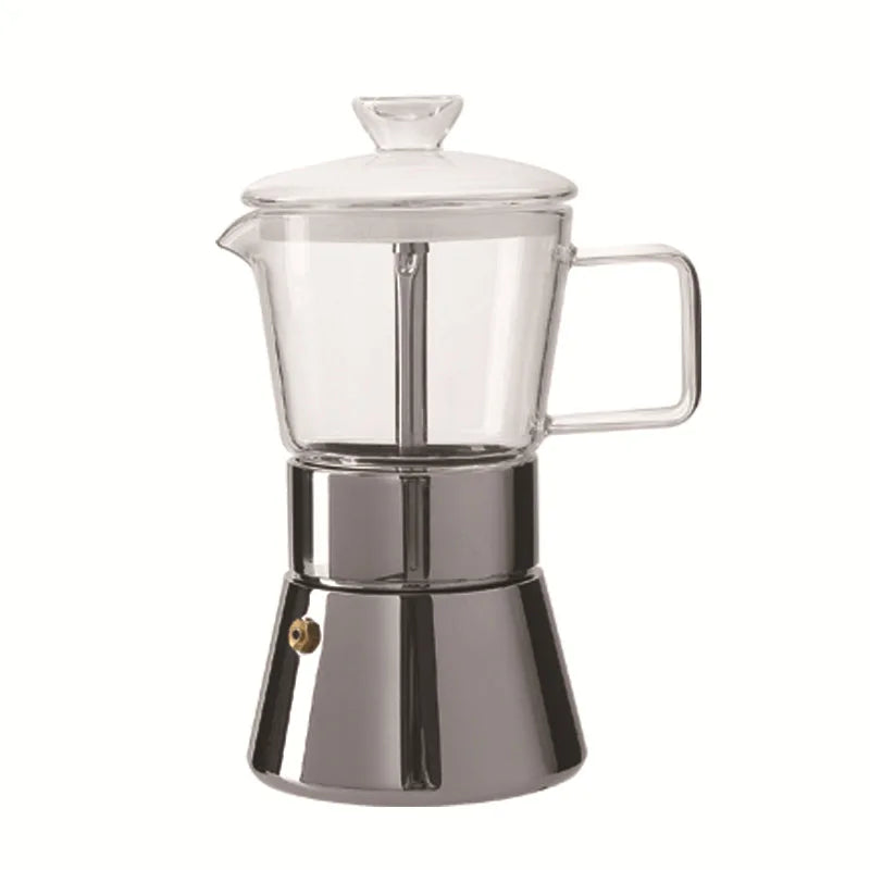 High Borosilicate Stainless Steel Espresso Moka Pot Set Eco-Friendly Portable Stove-Top Coffee Maker Glass Mocha Pot Business