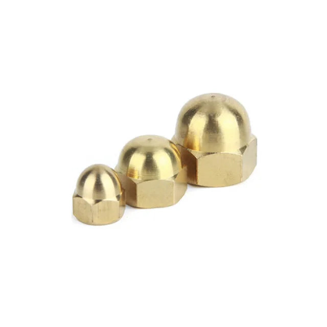 Factory Bulk Packing Metric Thread Yellow Brass Hex Dome Cap Nuts DIN1587 MegaBDM