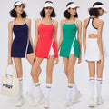 Bnice Women's Summer Athletic Casual Tennis Wear Set Quick Dry Fitness Yoga Golf Tracksuit with Sleeveless Shorts for Running