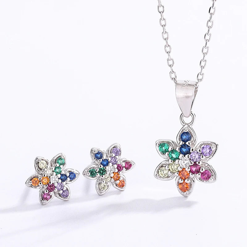 Popular Earrings S925 Necklace Gift Long Pendant Silver Jewelry Ladies Diamond Wedding Jewelry Set