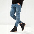 Fitspi Wholesale Fashion Motorcycle Pants Hot Sale Pleated Slim Fit Skinny Elastic Jeans
