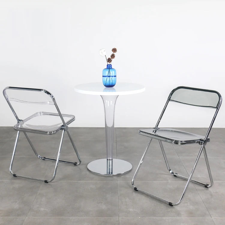 Simple Clear Resin Transparent Adult Plastic Folding Chair with Backrest